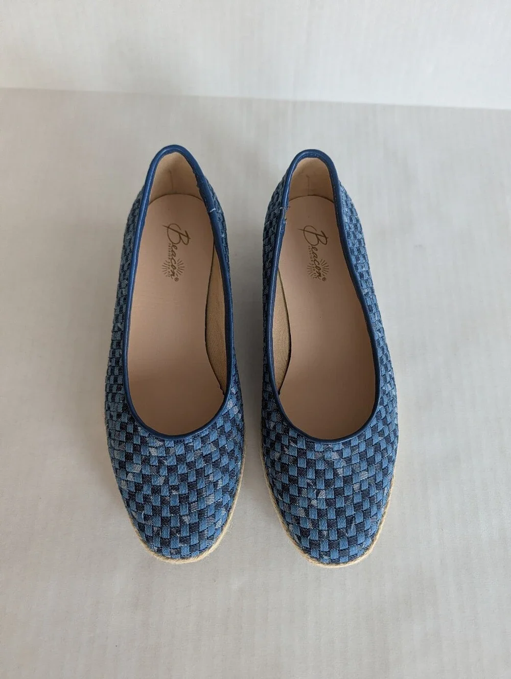 Beacon Espadrille Jute Wrapped Wedge Shoes 8W Blue